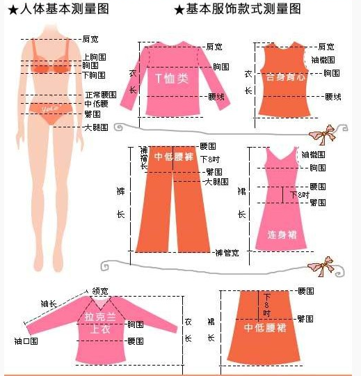 衣服尺寸人体衣服测量图